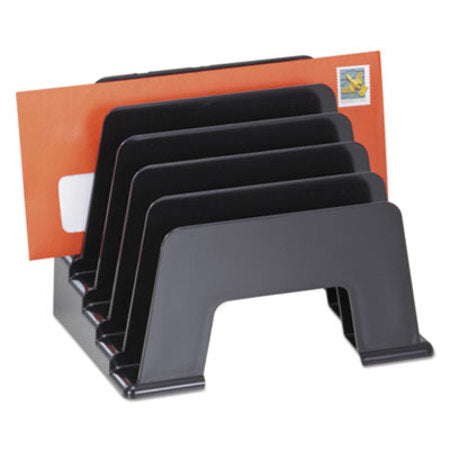 Universal® Recycled Plastic Incline Sorter, 5 Sections, DL to A5 Size Files, 8" x 5.5" x 6", Black