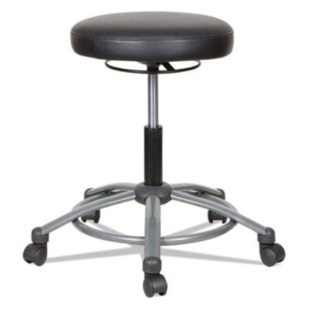 Alera® Height-Adjustable Utility Stool, 31.10" Seat Height, Supports up to 275 lbs., Black Seat/Black Back, Graphite Base