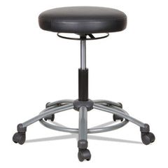 Alera® Height-Adjustable Utility Stool, 31.10" Seat Height, Supports up to 275 lbs., Black Seat/Black Back, Graphite Base
