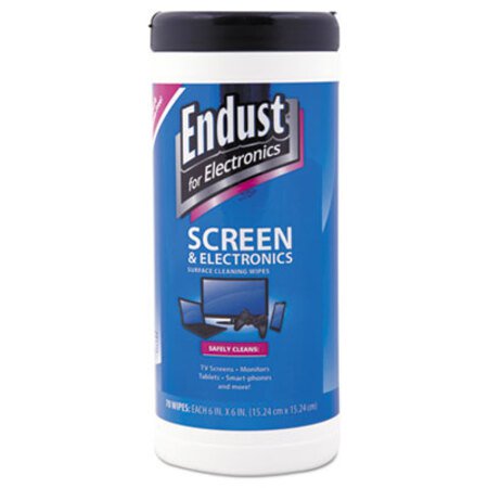 Endust® Antistatic Cleaning Wipes, Premoistened, 70/Canister