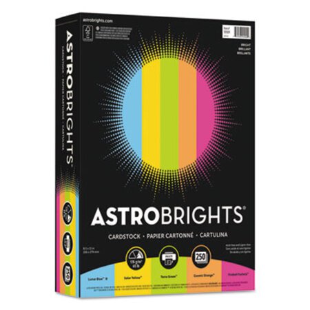 Astrobrights® Color Cardstock -"Bright" Assortment, 65lb, 8.5 x 11, Assorted, 250/Pack