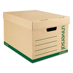 Universal® Recycled Heavy-Duty Record Storage Box, Letter/Legal Files, Kraft/Green, 12/Carton