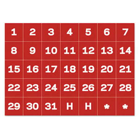 MasterVision® Interchangeable Magnetic Board Accessories, Calendar Dates, Red/White, 1" x 1"