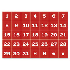 MasterVision® Interchangeable Magnetic Board Accessories, Calendar Dates, Red/White, 1" x 1"