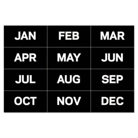 MasterVision® Interchangeable Magnetic Board Accessories, Months of Year, Black/White, 2" x 1"