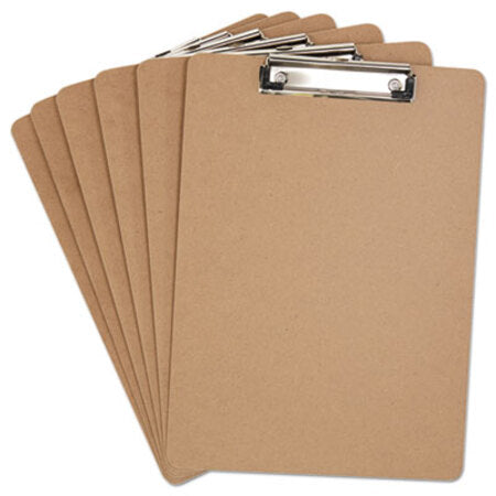 Universal® Hardboard Clipboard, 1/2" Capacity, Holds 8 1/2w x 12h, Brown, 6/Pack