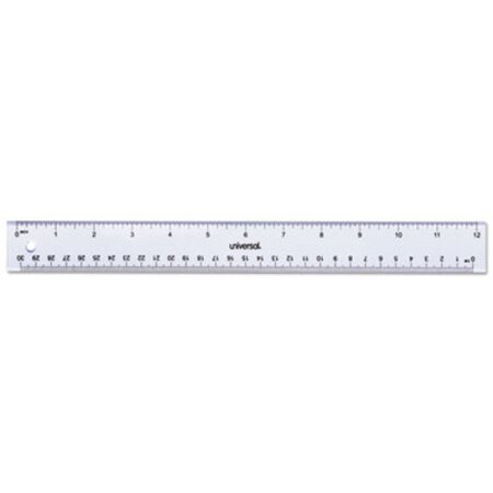 Universal® Clear Plastic Ruler, Standard/Metric, 12"