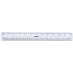 Universal® Clear Plastic Ruler, Standard/Metric, 12"