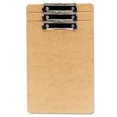 Universal® Hardboard Clipboard, 1/2" Capacity, Holds 8 1/2w x 14h, Brown, 3/Pack