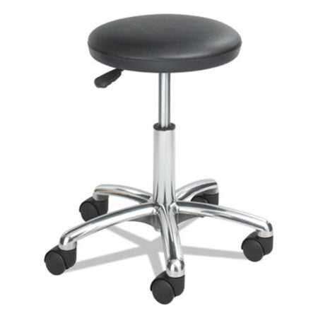 Safco® Height-Adjustable Lab Stool, 21" Seat Height, Supports up to 250 lbs., Black Seat/Black Back, Chrome Base