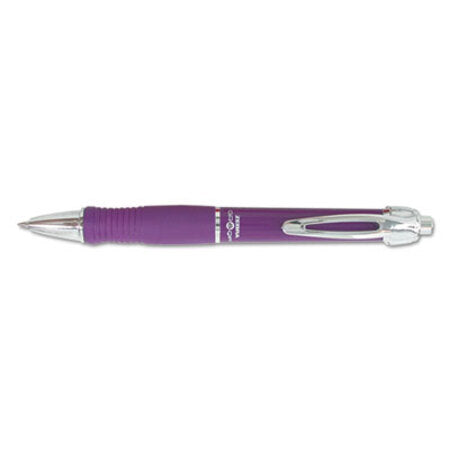 zebra® GR8 Retractable Gel Pen, Medium 0.7mm, Violet Ink, Violet/Silver Barrel, Dozen