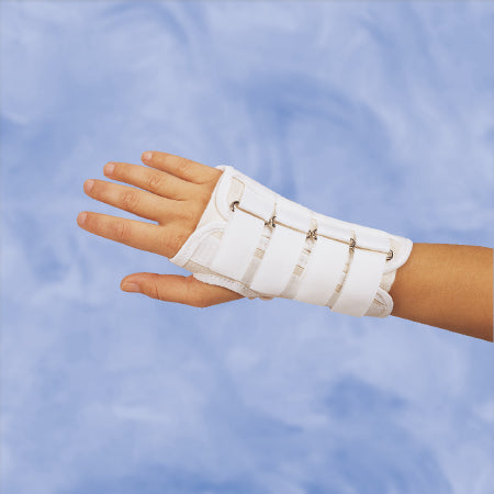 DeRoyal Cock-Up Wrist Brace DeRoyal® Canvas Right Hand White Small