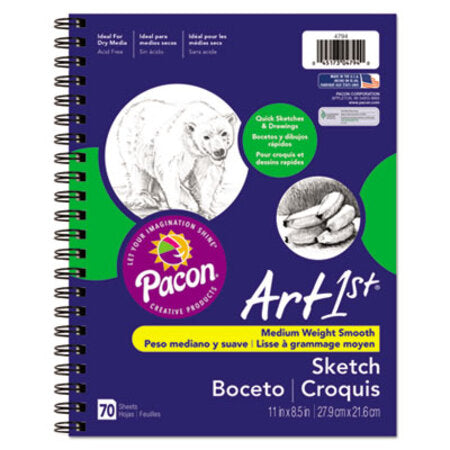 Pacon® Art1st Sketch Diary, 60 lb, 11 x 8.5, White, 70 Sheets