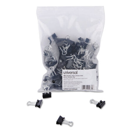 Universal® Binder Clips in Zip-Seal Bag, Mini, Black/Silver, 144/Pack