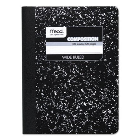 Mead® Composition Book, Wide/Legal Rule, Black Cover, 9.75 x 7.5, 100 Sheets