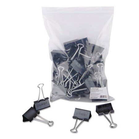 Universal® Binder Clips in Zip-Seal Bag, Large, Black/Silver, 36/Pack