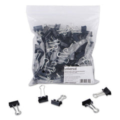 Universal® Binder Clips in Zip-Seal Bag, Small, Black/Silver, 144/Pack