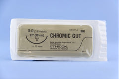 Suture with Needle Absorbable Uncoated Undyed Suture Chromic Gut Size 3 - 0 27 Inch Suture 1-Needle 40 mm Length 1/2 Circle Taper Point Needle