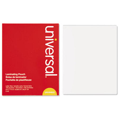 Universal® Laminating Pouches, 3 mil, 9" x 11.5", Matte Clear, 100/Box