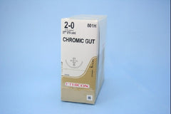 Suture with Needle Absorbable Uncoated Undyed Suture Chromic Gut Size 2 - 0 27 Inch Suture 1-Needle 40 mm Length 1/2 Circle Taper Point Needle