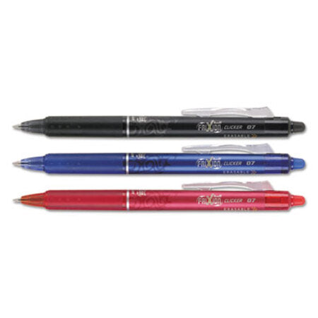 Pilot® FriXion Clicker Erasable Retractable Gel Pen, 0.7 mm, Assorted Ink/Barrel, 3/Pack
