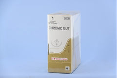 Suture with Needle Absorbable Uncoated Undyed Suture Chromic Gut Size 1 27 Inch Suture 1-Needle 40 mm Length 1/2 Circle Taper Point Needle