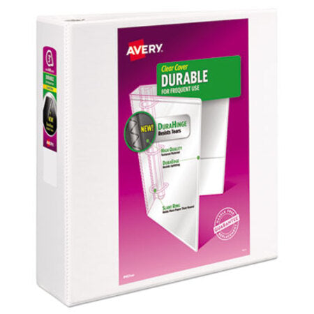 Avery® Durable View Binder with DuraHinge and Slant Rings, 3 Rings, 3" Capacity, 11 x 8.5, White