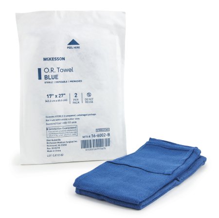 O.R. Towel McKesson 17 W X 27 L Inch Blue Sterile