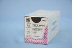 J & J Healthcare Systems Suture with Needle Coated Vicryl™ Rapide Absorbable Coated Undyed Suture Braided Polyglactin 910 Size 3 - 0 18 Inch Suture 1-Needle 19 mm Length 3/8 Circle Precision Point - Reverse Cutting Needle