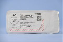 J & J Healthcare Systems Suture with Needle Coated Vicryl™ Rapide Absorbable Coated Undyed Suture Braided Polyglactin 910 Size 3 - 0 27 Inch Suture 1-Needle 24 mm Length 3/8 Circle Precision Point - Reverse Cutting Needle