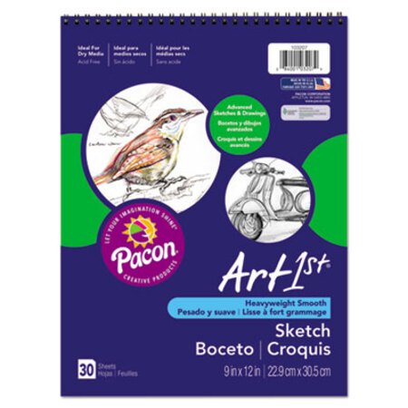 Pacon® Art1st Artist's Sketch Book, 80 lb, 9 x 12, White, 30 Sheets