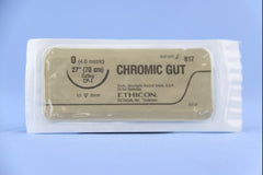 Suture with Needle Absorbable Uncoated Undyed Suture Chromic Gut Size 0 32 Inch Suture 1-Needle 36 mm Length 1/2 Circle Reverse Cutting Needle