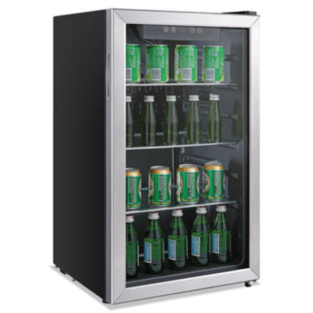Alera™ 3.4 Cu. Ft. Beverage Cooler, Stainless Steel/Black
