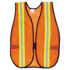 MCR™ Safety Orange Safety Vest, 2 in. Reflective Strips, Polyester, Side Straps, One Size