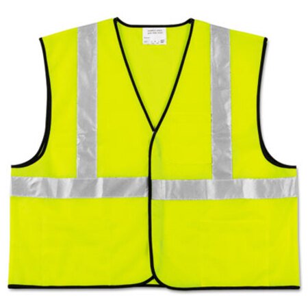 MCR™ Safety Class 2 Safety Vest, Fluorescent Lime w/Silver Stripe, Polyester, Large