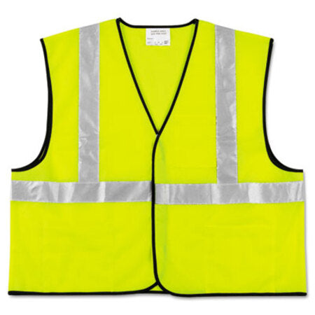 MCR™ Safety Class 2 Safety Vest, Fluorescent Lime w/Silver Stripe, Polyester, 2X-Large