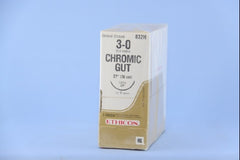 Suture with Needle Absorbable Uncoated Undyed Suture Chromic Gut Size 3 - 0 27 Inch Suture 1-Needle 40 mm Length 1/2 Circle Reverse Cutting Needle