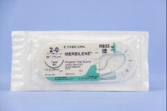 Suture with Needle Mersilene Nonabsorbable Uncoated Green Suture Braided Polyester Size 2 - 0 30 Inch Suture 1-Needle 26 mm Length 1/2 Circle Taper Point Needle