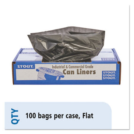 Stout® by Envision™ Total Recycled Content Plastic Trash Bags, 33 gal, 1.5 mil, 33" x 40", Brown/Black, 100/Carton