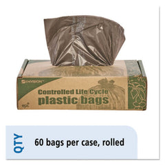 Stout® by Envision™ Controlled Life-Cycle Plastic Trash Bags, 30 gal, 0.8 mil, 30" x 36", Brown, 60/Box
