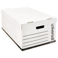 Universal® Medium-Duty Easy Assembly Storage Box, Legal Files, White, 12/Carton