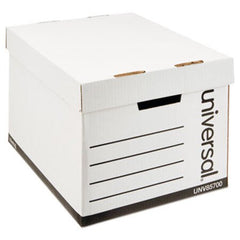 Universal® Medium-Duty Lift-Off Lid Boxes, Letter/Legal Files, 12" x 15" x 10", White, 12/Carton