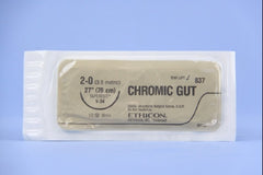 Suture with Needle Absorbable Uncoated Undyed Suture Chromic Gut Size 2 - 0 27 Inch Suture 1-Needle 36.4 mm Length 1/2 Circle Taper Cut Needle
