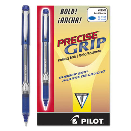 Pilot® Precise Grip Stick Roller Ball Pen, Bold 1mm, Blue Ink, Blue Barrel