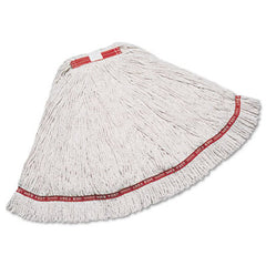 Rubbermaid® Commercial Web Foot Wet Mop, Cotton/Synthetic, White, Large, 1" Red Headband, 6/Carton