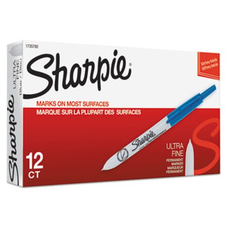 Sharpie® Retractable Permanent Marker, Extra-Fine Needle Tip, Blue