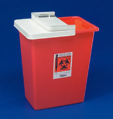 Cardinal Sharps Container SharpSafety™ 17-3/4 H X 11 W X 15-1/2 D Inch 8 Gallon Red Base / White Lid Vertical Entry Sliding Lid - M-282321-4469 - Case of 10