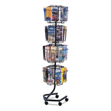 Safco® Wire Rotary Display Racks, 32 Compartments, 15w x 15d x 60h, Charcoal