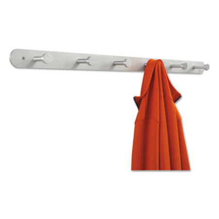 Safco® Nail Head Wall Coat Rack, Six Hooks, Metal, 36w x 2.75d x 2h, Satin