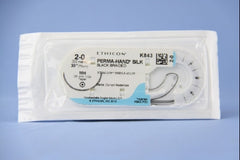 Suture with Needle Perma-Hand Nonabsorbable Coated Black Suture Braided Silk Size 2 - 0 30 Inch Suture 1-Needle 36.4 mm Length 1/2 Circle Taper Point Needle